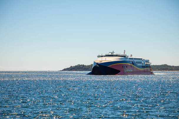 Kristiansand, Norway - 30.06.2018: Fast catamaran HSC Fjord Cat from Hirtshals to Kristiansand, Norway - Foto, immagini