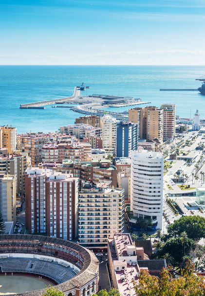 View over Malaga Port and Bullring - Fotoğraf, Görsel