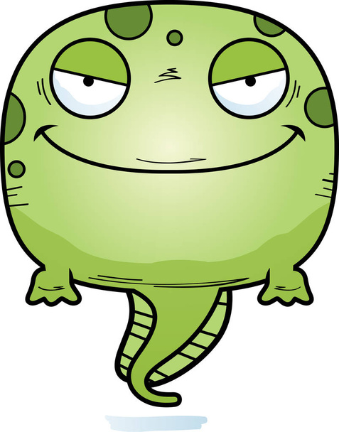 A cartoon illustration of an evil looking tadpole. - Wektor, obraz