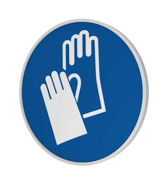 Segno obbligatorio ASR A1.3: Utilizzare la protezione delle mani, rendering 3d
 - Foto, immagini