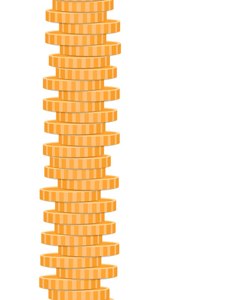 Svislý dekorativní linie s mincí, boční pozadí s zlaté mince, kovové peníze, peníze vektorové ilustrace - Vektor, obrázek