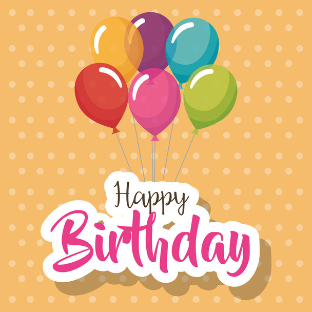 happy birthday card with balloons air - Vektor, kép