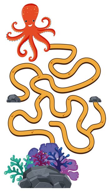 Octopus maze labayrinth concept illustration - Vector, Image