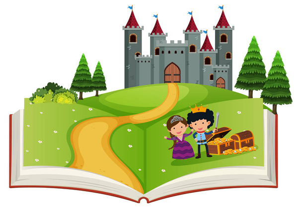 Open book fairy tale story illustration - Vector, Image