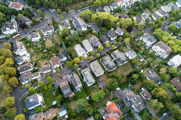 Aerial drone view of streets in Bonn bad godesberg, the former capital of Germany with a typical german house neighbourhood - Foto, Imagem