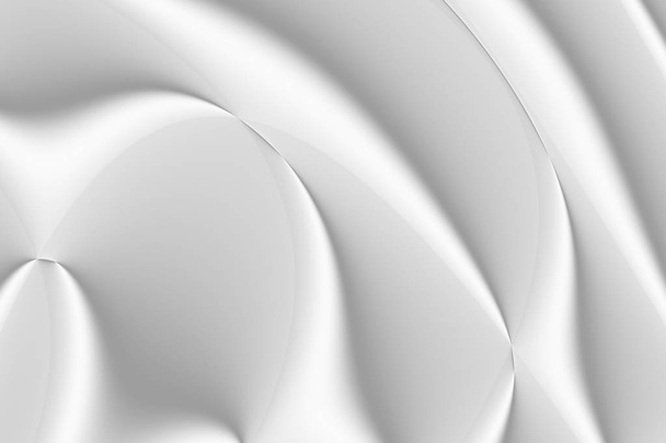 Fantasia futuristica bianca e grigio chiaro. Design monocromatico per sfondi, sagome, fondali, superfici, tessuti e tessuti. Illustrazione rendering 3d - Foto, immagini