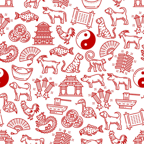 Chinese symbols seamless vector pattern - Vector, Image