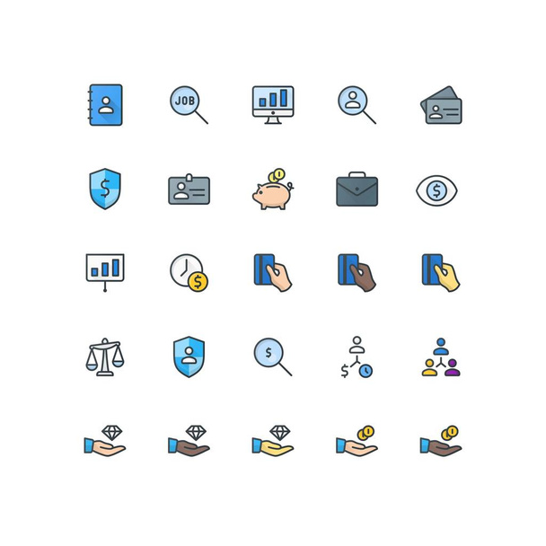 Pixel parfait ensemble d'icône d'affaires
 - Vecteur, image