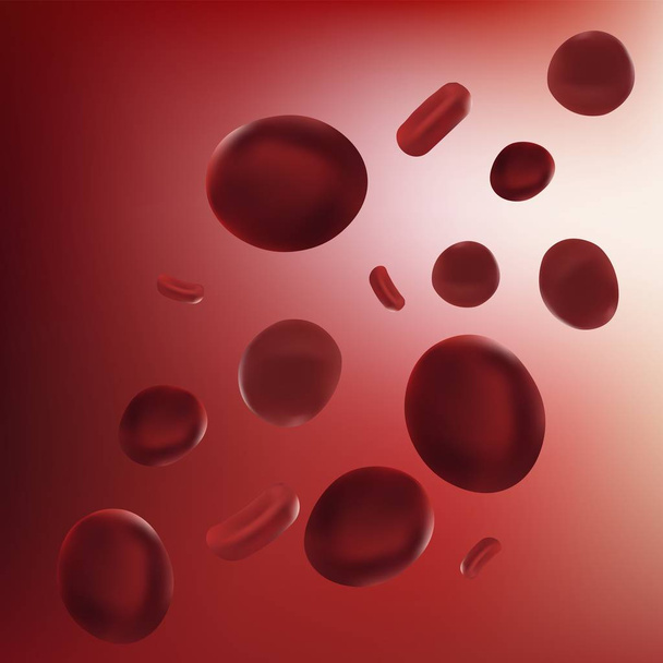 Gerçekçi vektör illüstrasyon kırmızı kan hücresi. Bilimsel kavram. Kırmızı kan hücrelerinin damar - Vektör, Görsel