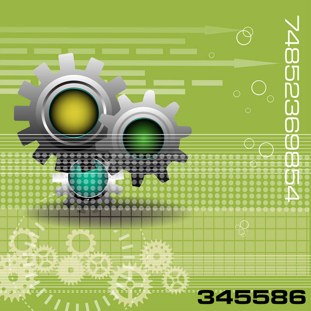Modern technology background with numbers and colorful gears - ベクター画像