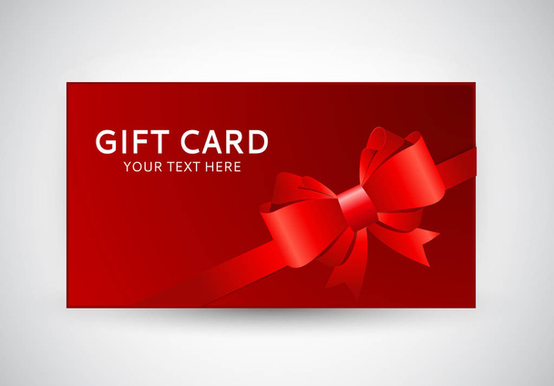 Gift Card Template with Bow and Ribbon Vector Illustration - Вектор, зображення