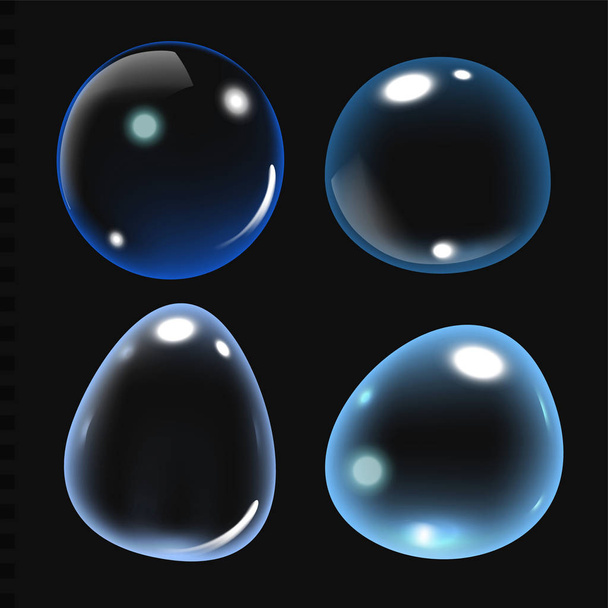 Bubbles under water vector illustration on black background - Vector, imagen