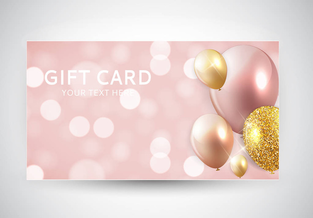 Gift Card Template with Balloons Vector Illustration - Vector, Image