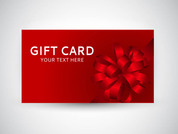 Gift Card Template with Bow and Ribbon Vector Illustration - Vecteur, image