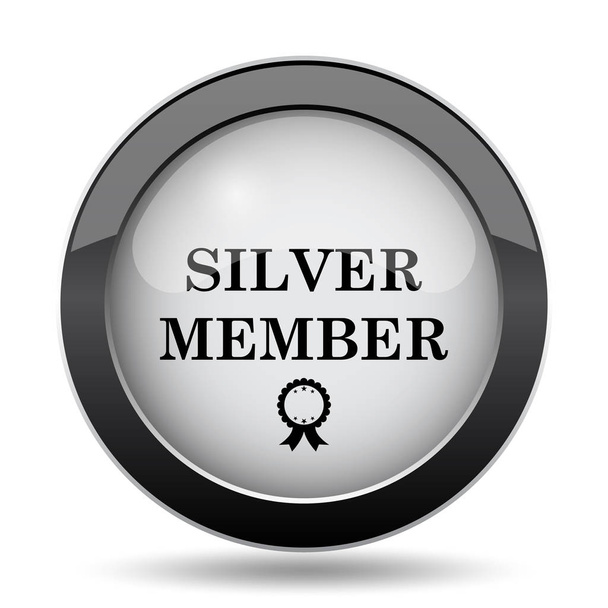 silbernes Mitgliedssymbol. Internet-Taste auf weißem Hintergrund - Foto, Bild