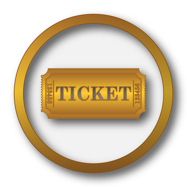 Bioscoop ticket pictogram. Internet knop op witte achtergrond - Foto, afbeelding