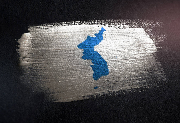 Bandeira de unificação da Coreia Bandeira feita de pintura de escova metálica na parede escura Grunge
 - Foto, Imagem