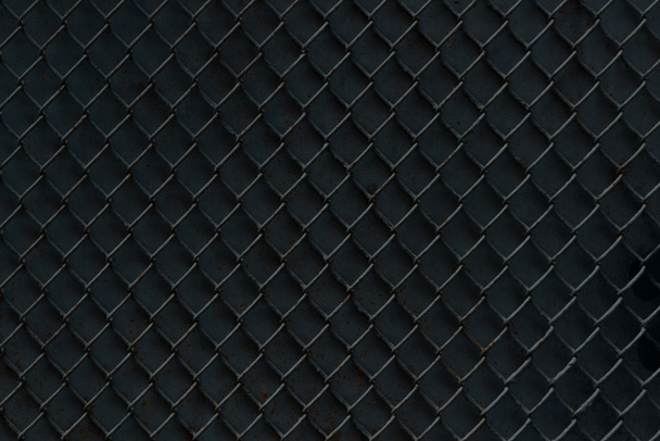 黒の背景、フルフレーム ビューで金属フェンス - 写真・画像