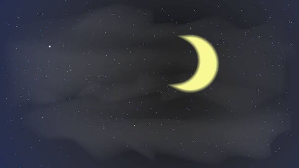 estrelas lua céu noite fundo vetor ilustração plana vetor
 - Vetor, Imagem