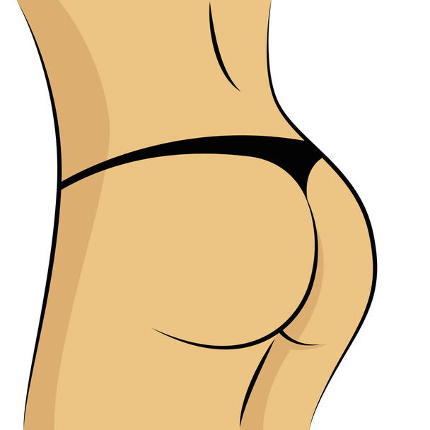 Sexy vrouw zwarte kont ondergoed - Vector, afbeelding