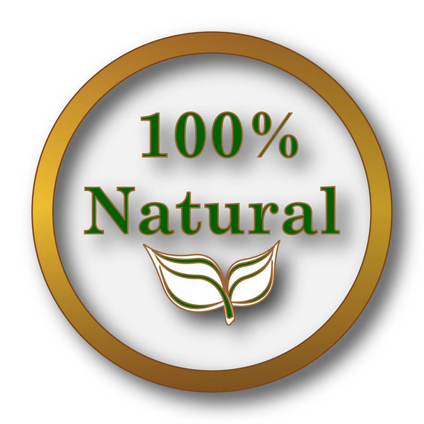 100 procent natuurlijke pictogram. Internet knop op witte achtergrond - Foto, afbeelding