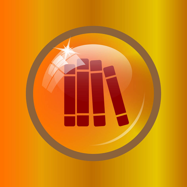 Icono de biblioteca de libros. Botón de Internet sobre fondo de color
. - Foto, Imagen