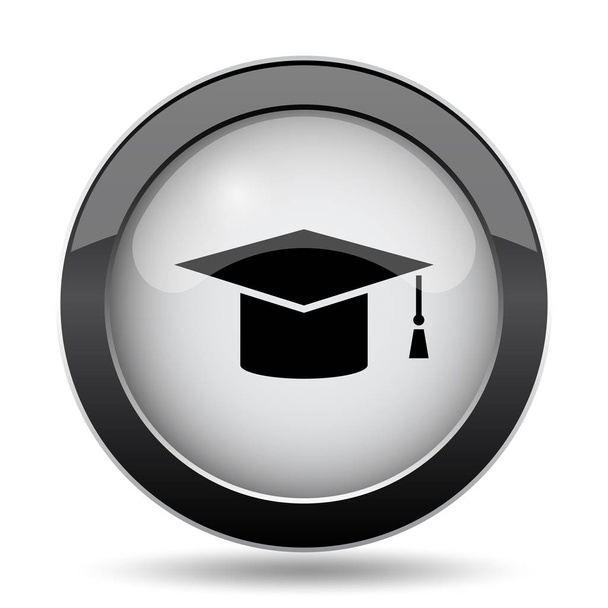 卒業アイコン。白い背景の上のインター ネット ボタン - 写真・画像