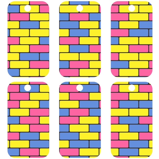 Tags with colorful bricks - Vector, imagen