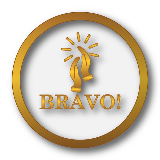 Bravo pictogram. Internet knop op witte achtergrond - Foto, afbeelding