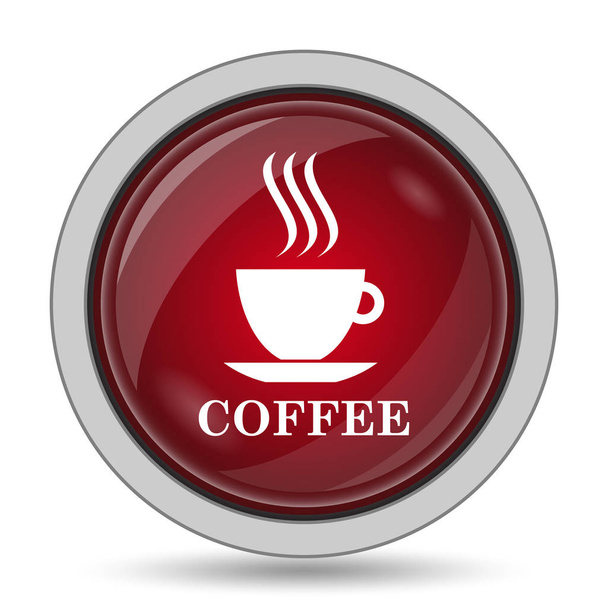 Filiżanka kawy ikona. Przycisk Internet na białym tle - Zdjęcie, obraz