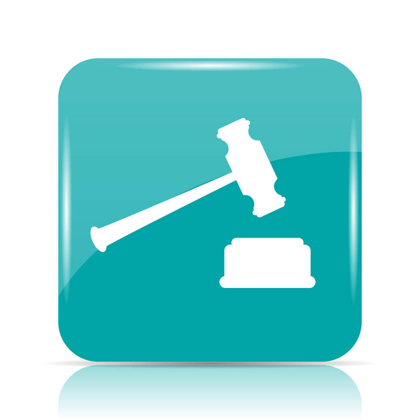 Judge hammer icon. Internet button on white background - Photo, Image