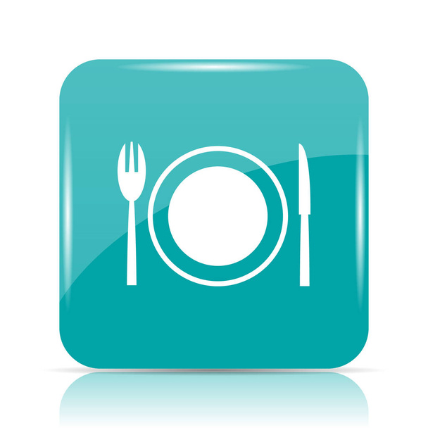 Ícone de restaurante. Botão de Internet no fundo branco
 - Foto, Imagem