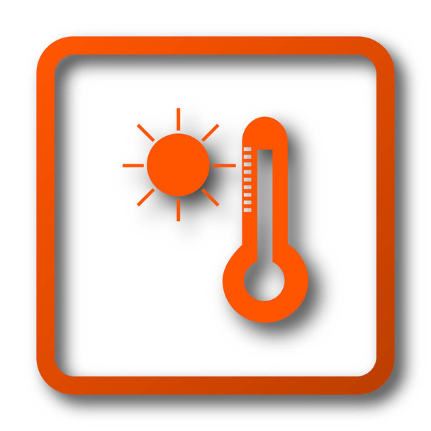 Icono de sol y termómetro. Botón de Internet sobre fondo blanco
 - Foto, Imagen