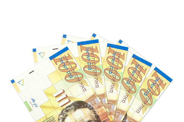alguns israelitas 100 novas notas de banco shekel
 - Foto, Imagem