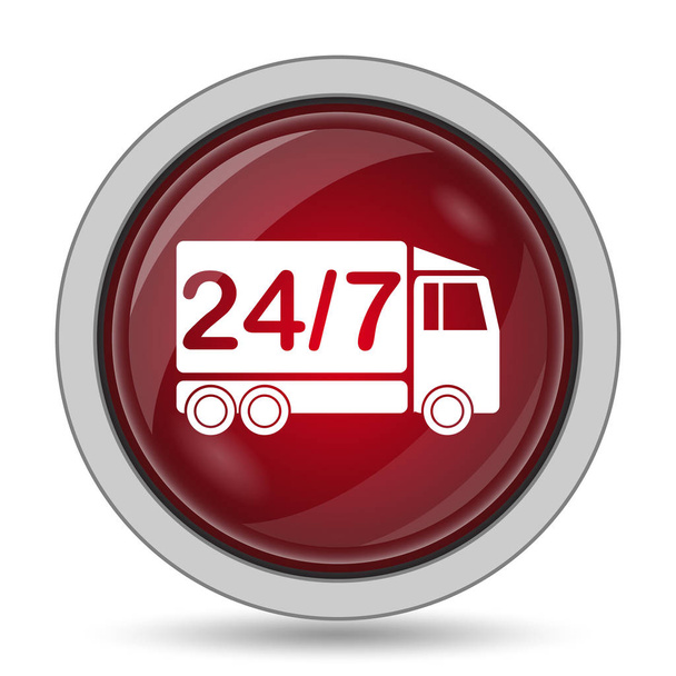 24 7 Lieferwagen Ikone. Internet-Taste auf weißem Hintergrund - Foto, Bild