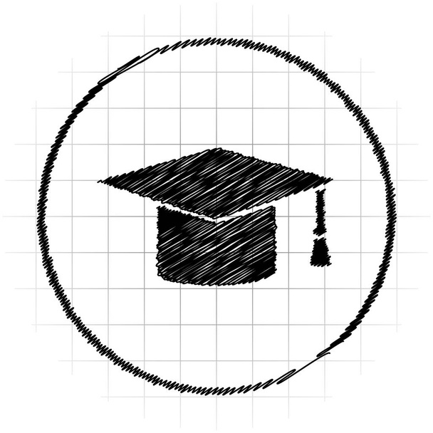 卒業アイコン。白い背景の上のインター ネット ボタン - 写真・画像