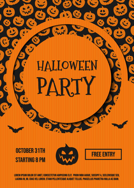 Halloween Party - invitation with funny silhouettes of pumpkins. Vector. - Vektor, obrázek