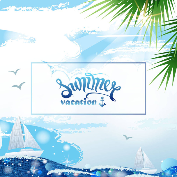 Summer vacation illustration with yachts - Vector, Image