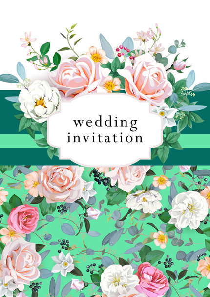 Template of wedding invitation - Vector, Image