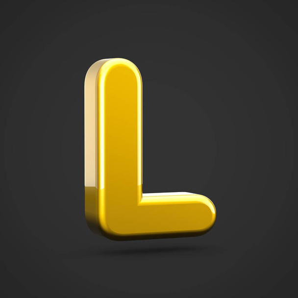 Lettre dorée L majuscule. Fonte de rendu 3D avec texture dorée isolée sur fond noir
. - Photo, image