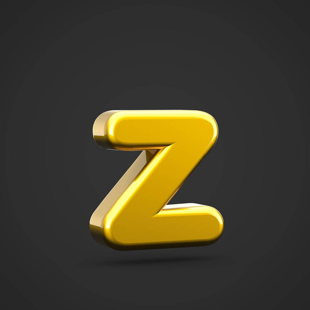 goldenen Buchstaben z Kleinbuchstaben. 3D-Renderschrift mit goldener Textur isoliert auf schwarzem Hintergrund. - Foto, Bild