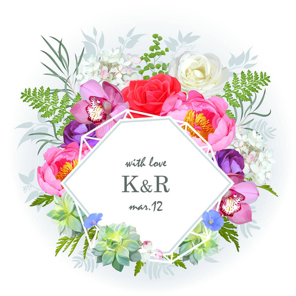 Original wedding invitation with roses - Vector, Image