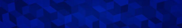 Abstract horizontal banner or background of big isometric cubes in blue colors. - Vector, Image