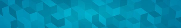 Abstract horizontal banner or background of big isometric cubes in light blue colors. - Vector, Image