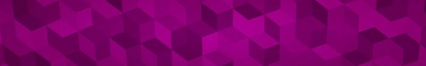 Abstract horizontal banner or background of big isometric cubes in purple colors. - Vector, Image