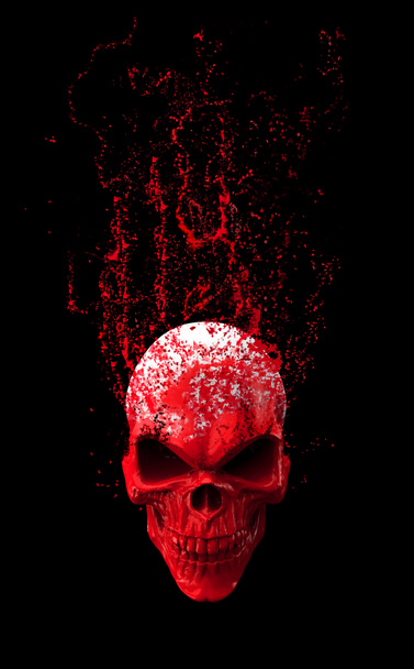 Czerwona czaszka zły - rozpadające się - Zdjęcie, obraz