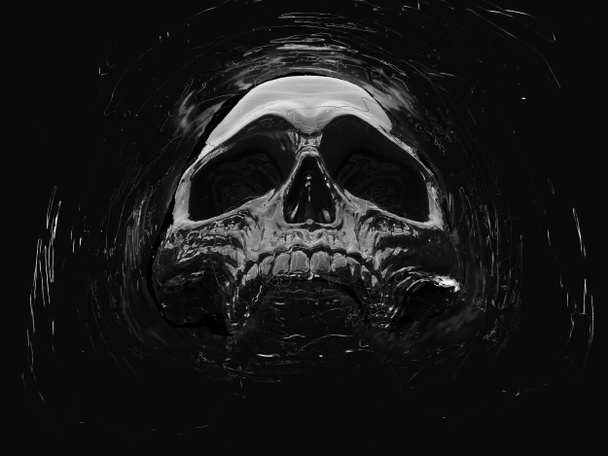 Dark death skull floating in space - Photo, Image