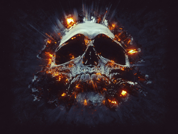 Dark skull - kleine explosies - Foto, afbeelding