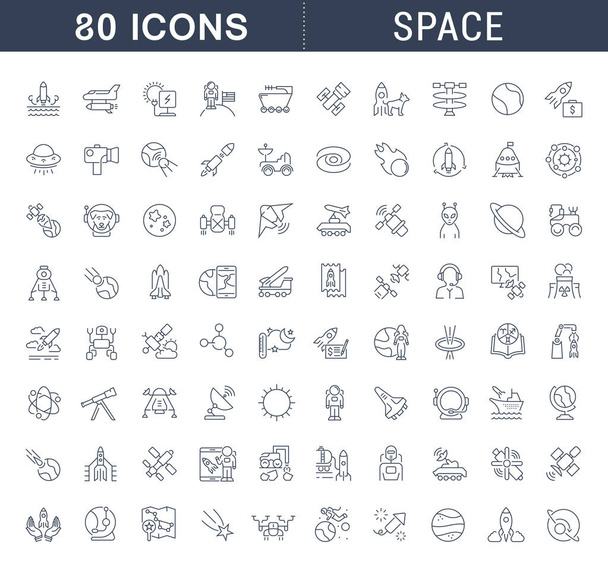 Set of vector line icons, sign and symbols of space for modern concepts, web and apps. Collection of infographics elements, logos and pictograms. - Vector, Image