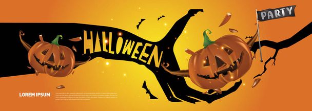 Halloween party banner design template - Vector, Image